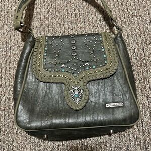 Montana West Green Shoulder Bag with Metal Studs
